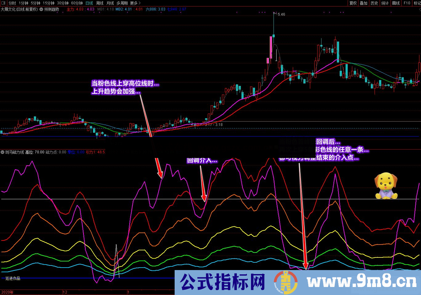 通达信廷进《斑马磁力线》副图指标公式无未来 未加密介绍