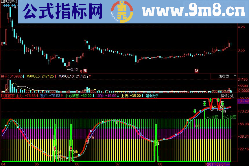 同花顺顶底管家副图源码