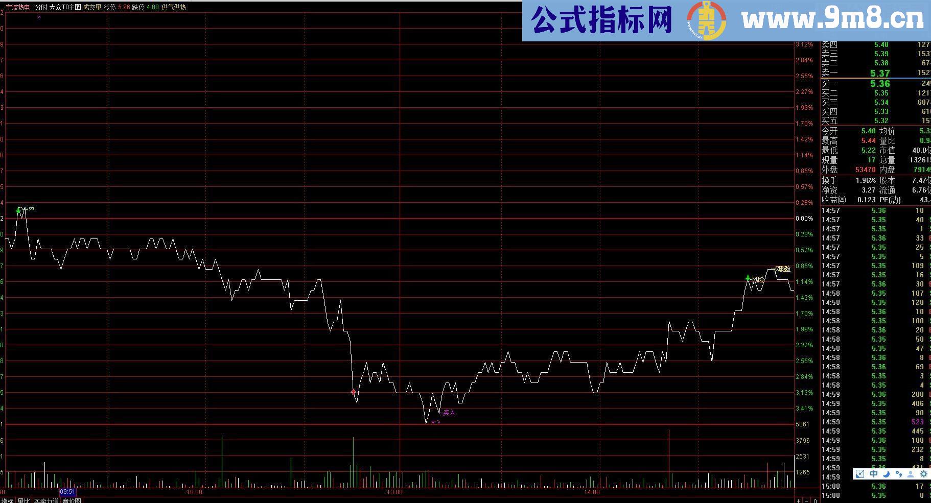 通达信大众T+0分时主图源码 