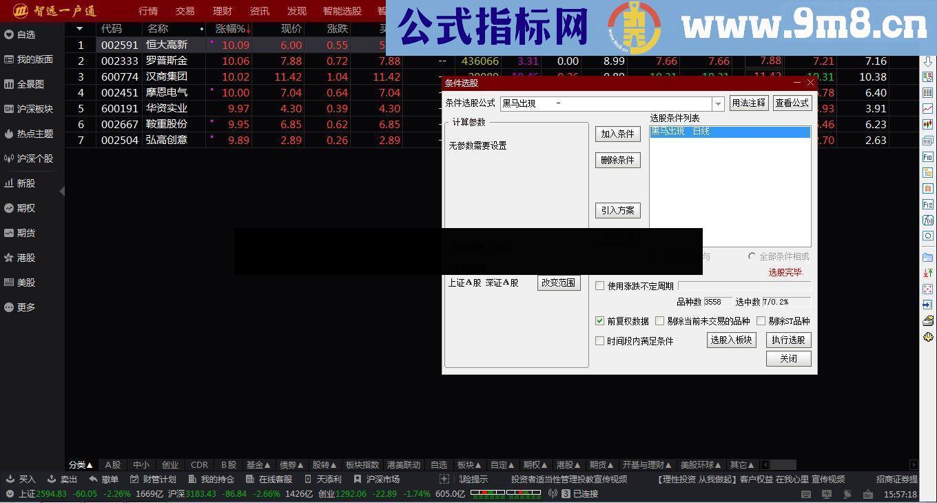 通达信百分百追涨停强势股(预警指标 日线 源码)