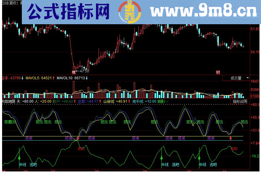 同花顺天阳地阴副图源码