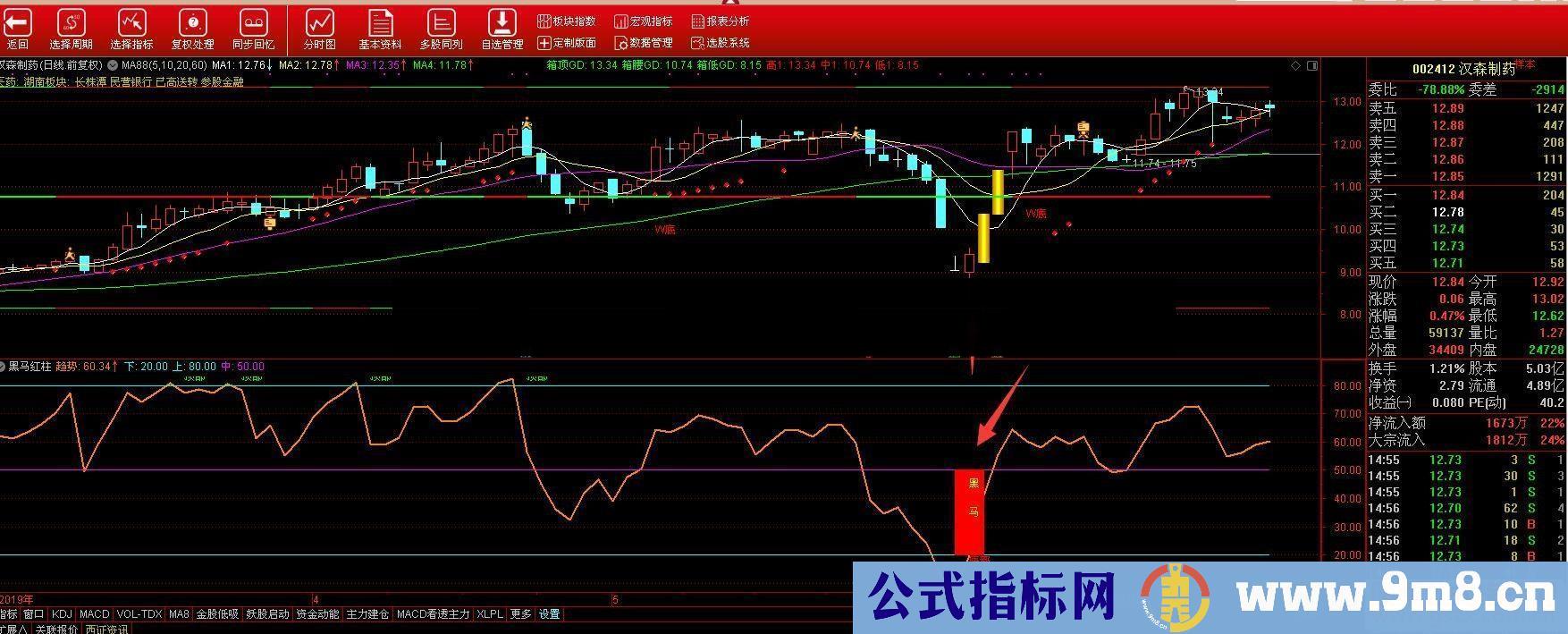 通达信黑马红柱抄底指标(源码、副图/选股贴图)无未来函数