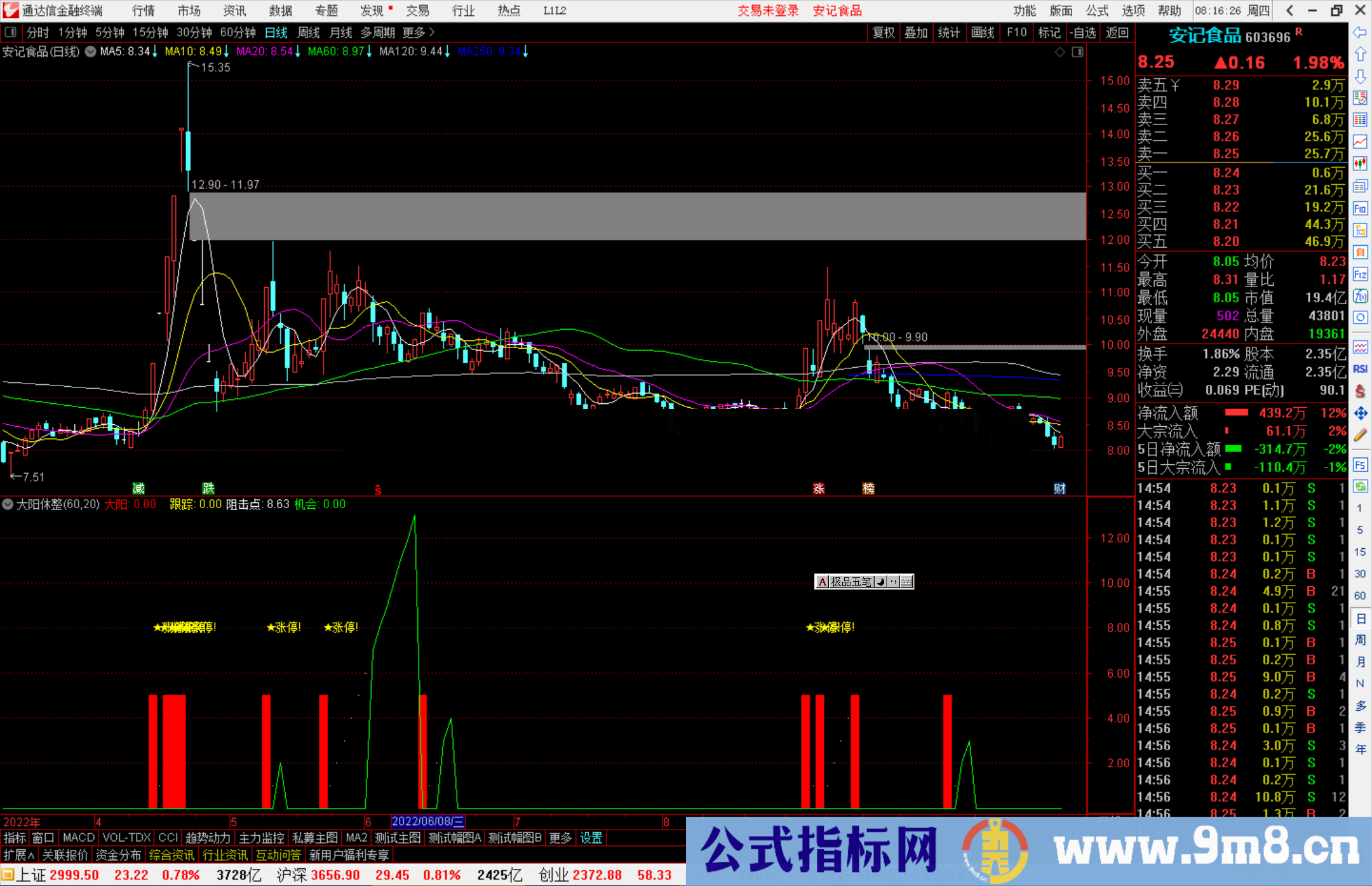 通达信大阳休整指标公式源码副图