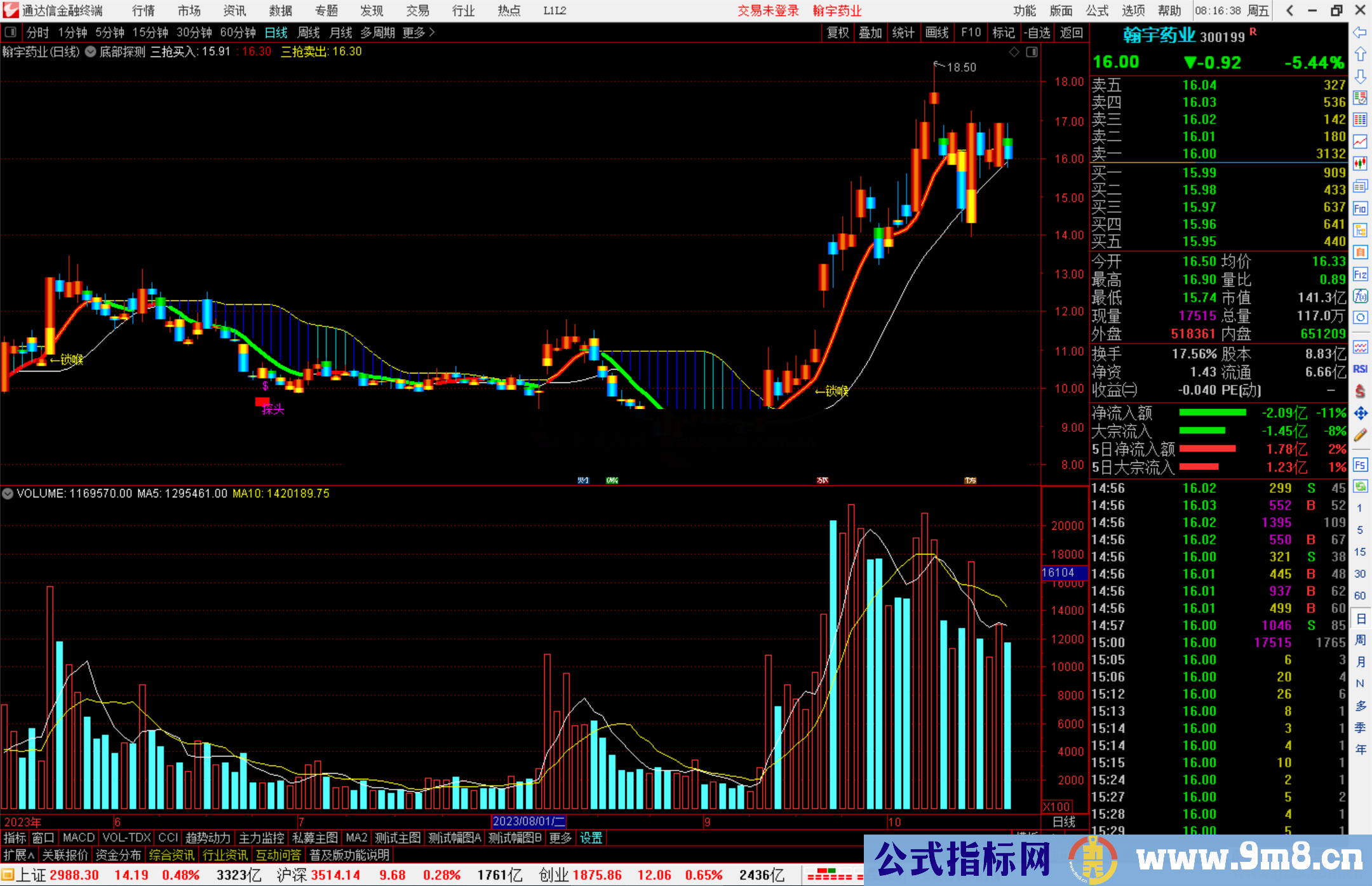 通达信底部探测主图 主图指标公式源码
