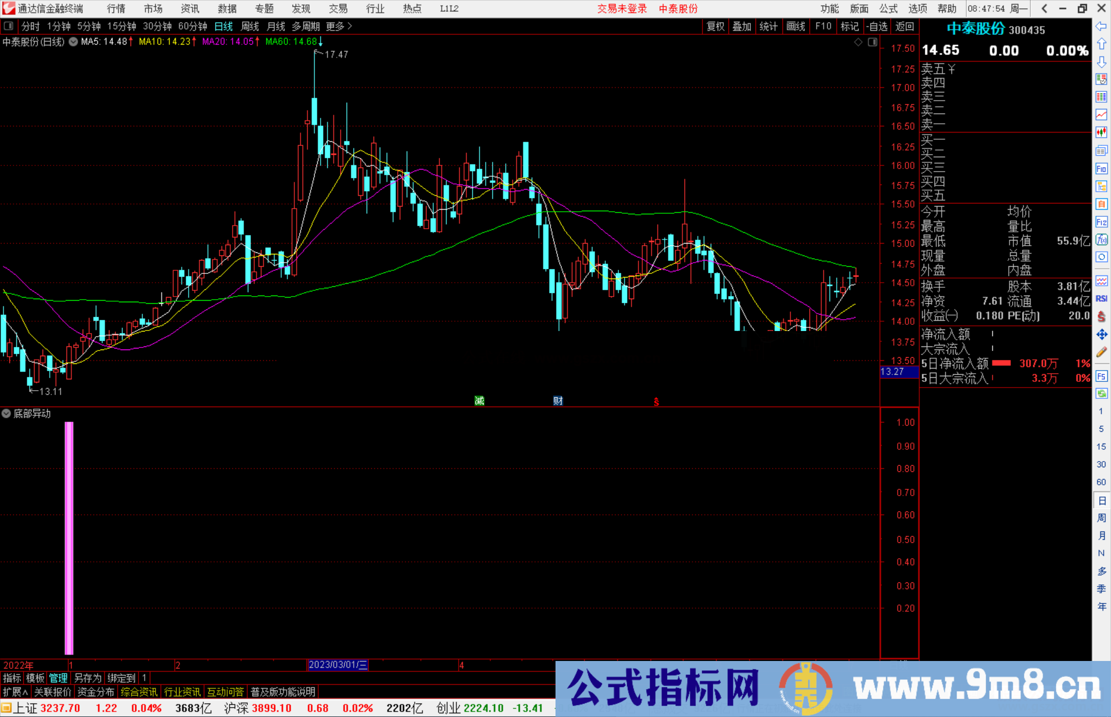 通达信底部异动指标公式源码副图