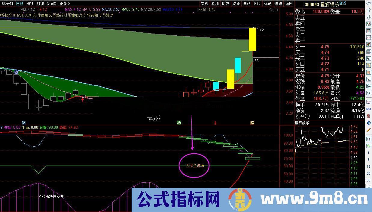 通达信大资金副图指标公式贴图