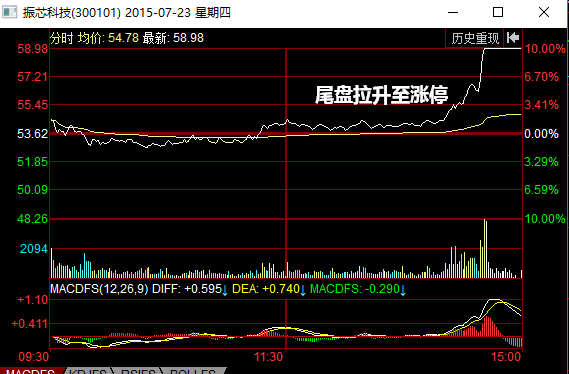 尾盘拉升至涨停